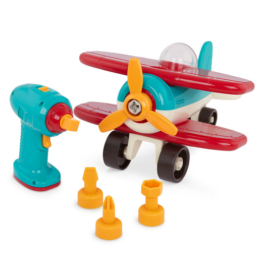 Battat – Set de construcție pentru copii de la 3 ani, Avion de asamblat cu șurubelniță electrică funcțională - Jucărie educativă pentru copii (25 piese)