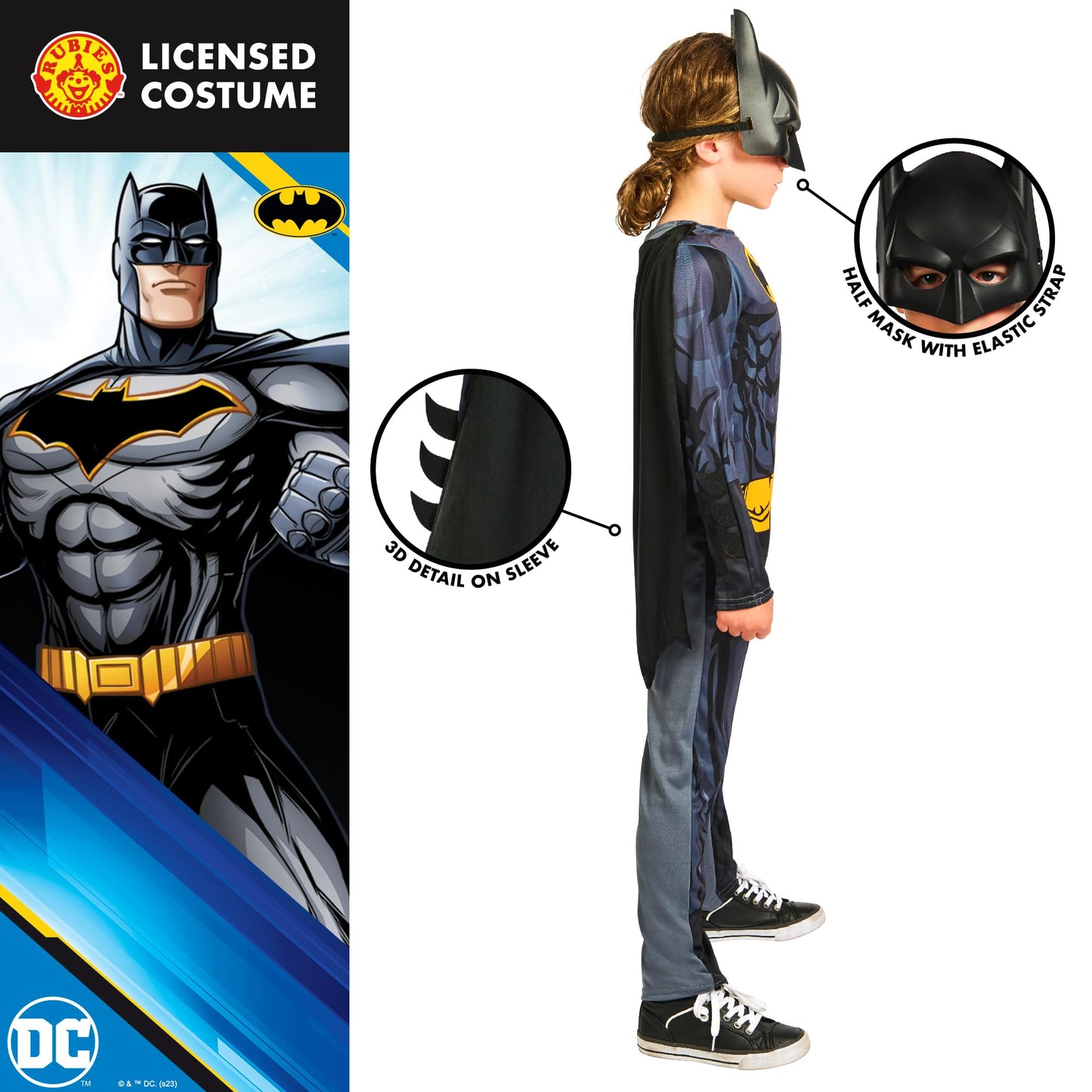 Costum Batman Rubie's 3014995-6000 pentru copii, vârsta 5-6 ani, băieți, multicolor, Halloween