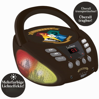 Lexibook RCD109HP Player CD portabil Harry Potter cu Bluetooth și efecte luminoase multicolore pentru copii