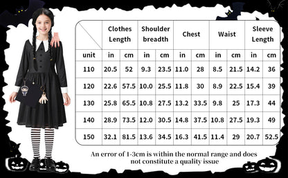 SINSEN Costum Wednesday Addams Copii, negru