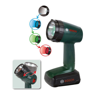 Theo Klein 8448 Bosch Lampă cu baterii reglabilă 90 grade cu 4 culori de lumină pentru copii de la 3 ani