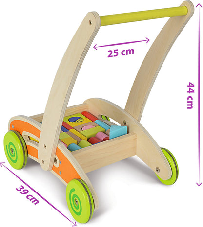 Eichhorn 100001833 Cărucior Mers, 35 blocuri lemn, 1+ an