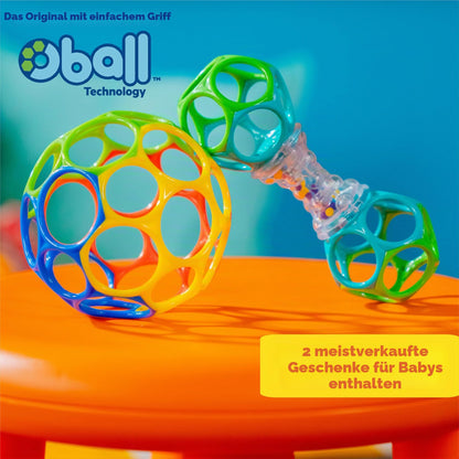 Bright Starts Easy-Grasp Oball Set de joacă cu minge și zornăitoare 2 piese, fără BPA, unisex, de la nou-născut