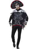 Smiffys Tag der Toten Costum Bandit pentru Bărbați cu Poncho, Sombrero și Mănuși, Negru și Alb, One Size