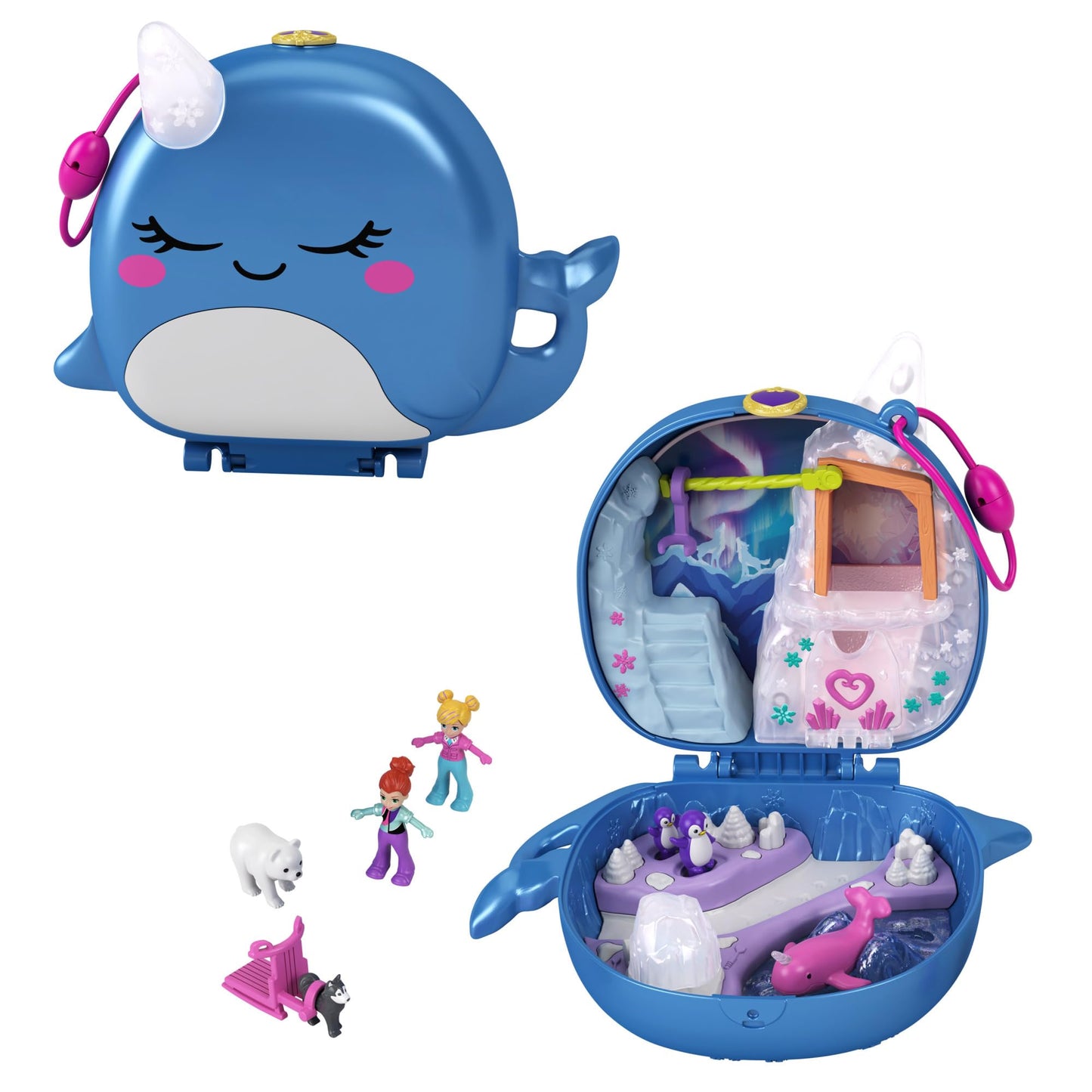 Polly Pocket GKJ52 Set de joacă Narwal cu aventuri pe gheață pentru copii de la 4 ani