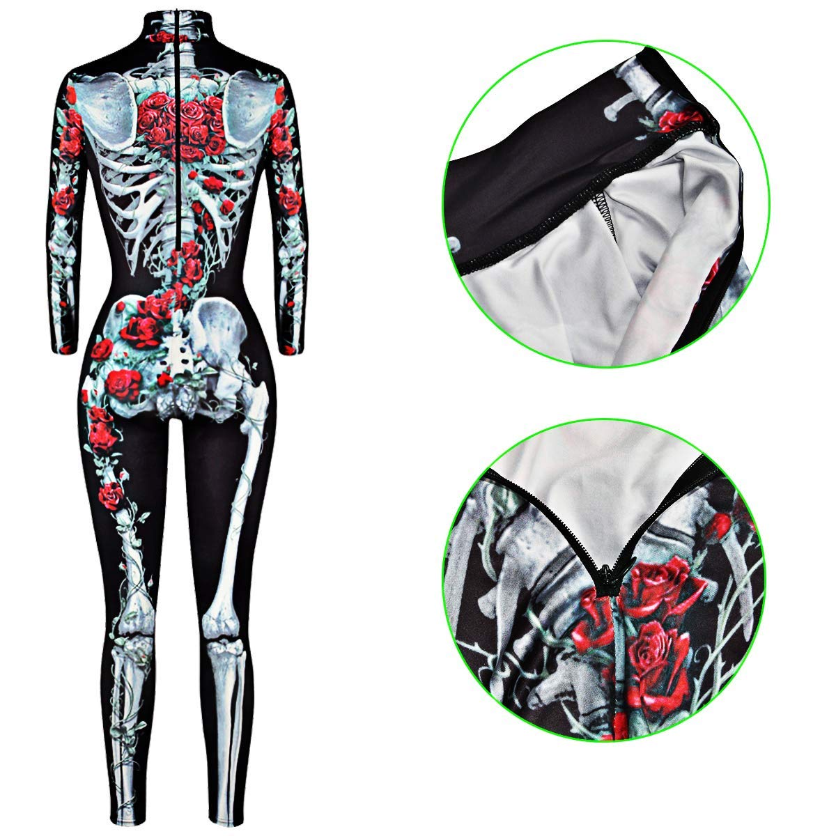 Costum Neusky Lady Skull - Costum perfect pentru Halloween, Crăciun, Carnaval sau petreceri tematice (XS, Roz)