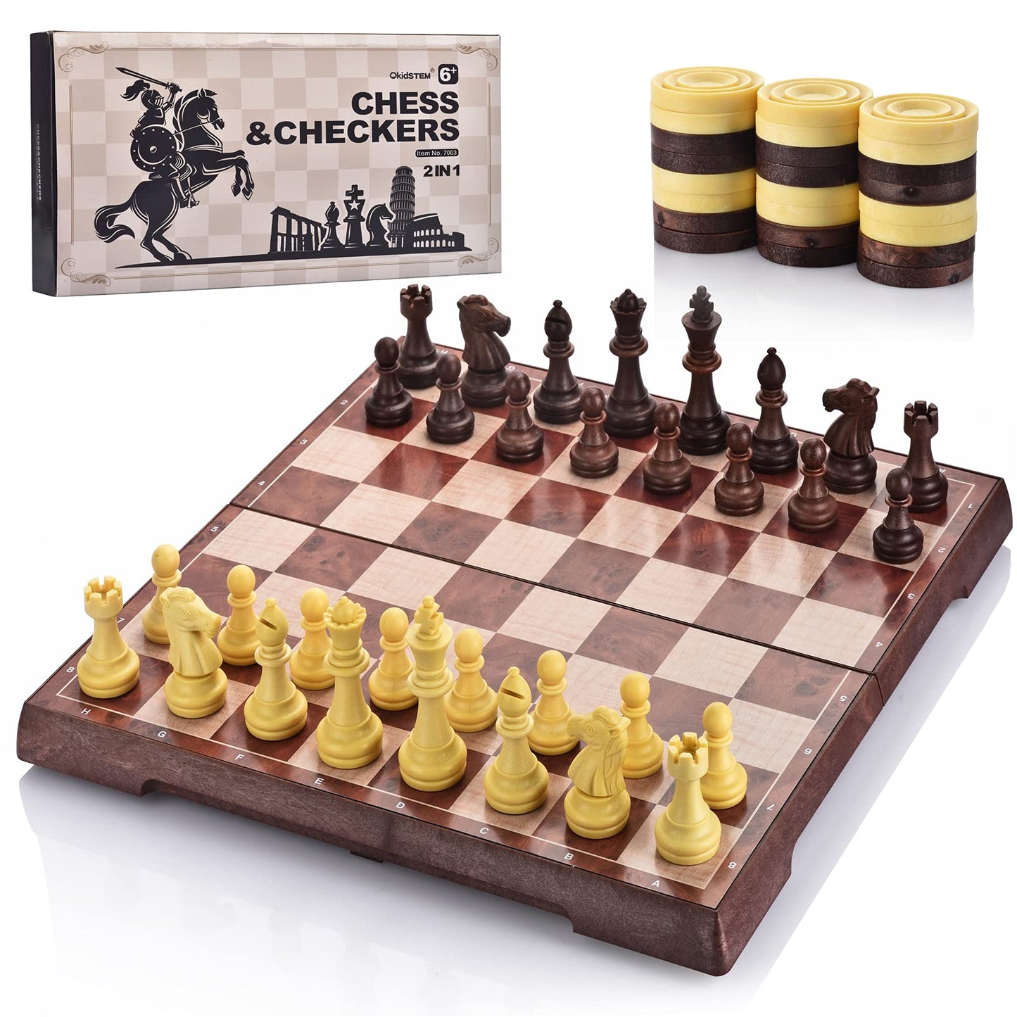 OkidSTEM Joc Sah si Dame Magnetic 2in1, 31x31 cm