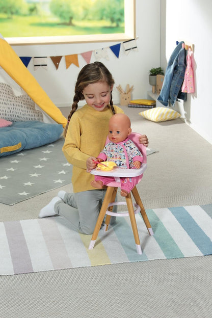 BABY Born Hochstuhl Scaun înalt pentru păpuși cu aspect modern de lemn Accesorii de calitate pentru păpuși de la 3 ani