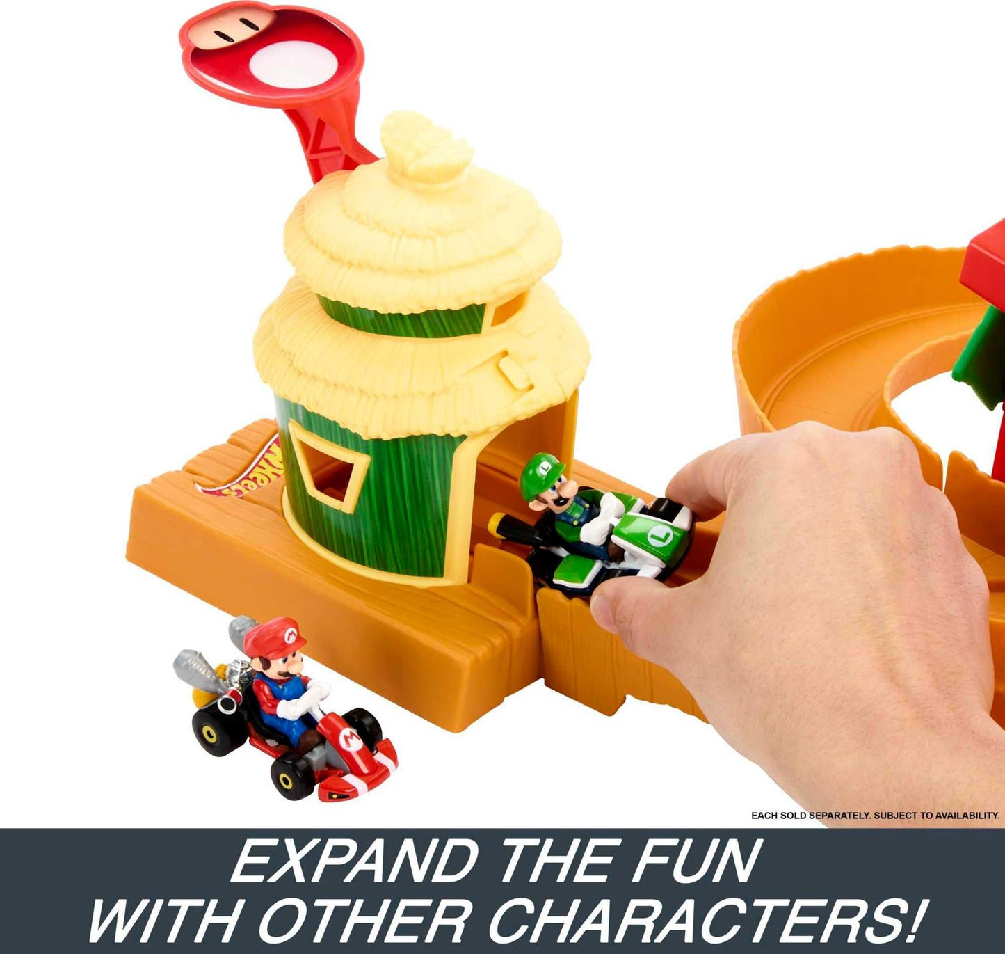 Set de joacă Hot Wheels Super Mario Bros. - Pista de curse Regatul Junglei cu mașinuța Mario - Trăiește aventurile filmului acasă, HMK49