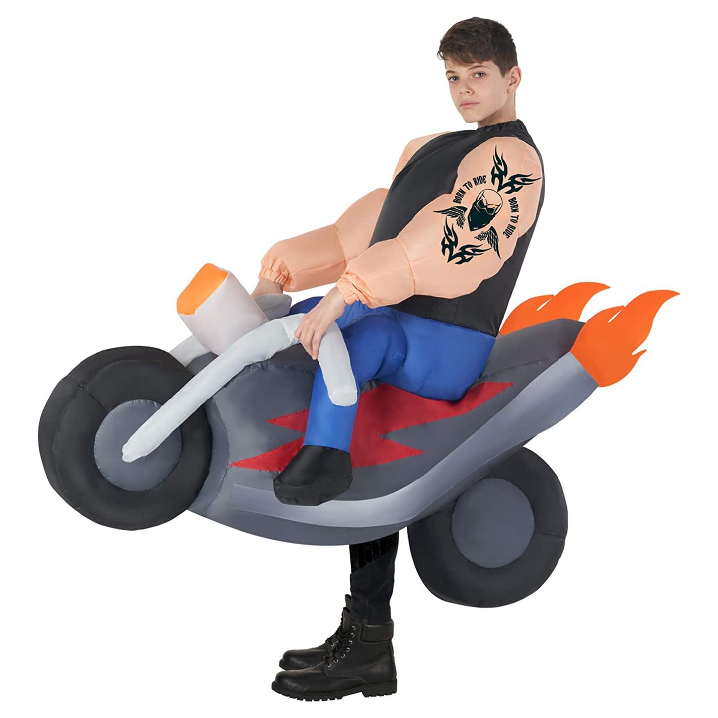 Costum de motociclist gonflabil pentru copii, costum de curse pentru copii