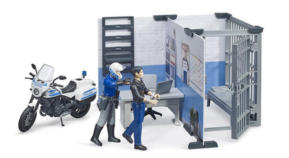 bruder 62732 Bworld Set de joacă Poliție Stație de poliție cu motocicletă 1:16 de la 4 ani