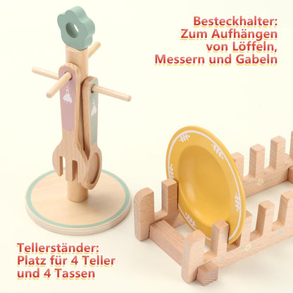 Charmofun Set ceai din lemn, 30 piese, 3+ ani