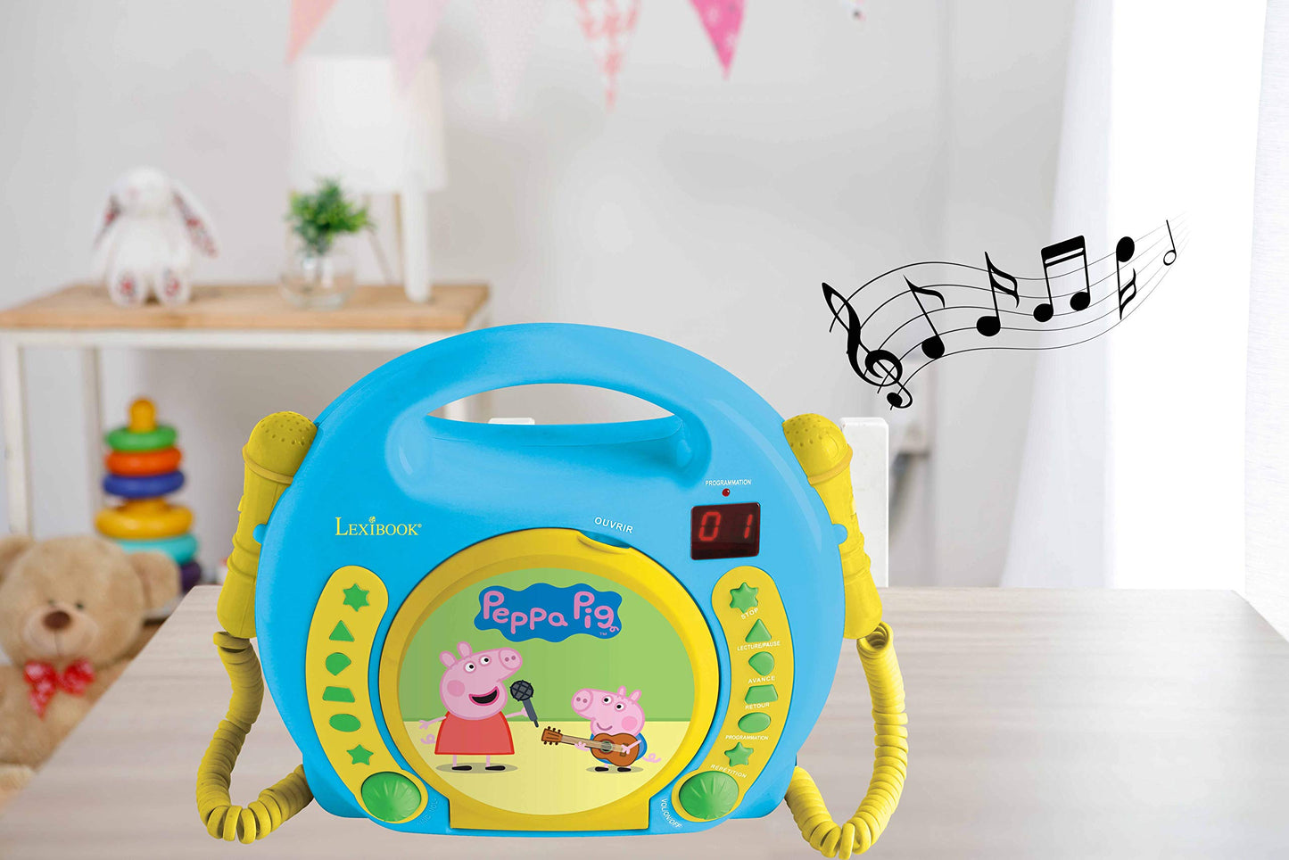 Peppa Pig - CD player Lexibook - Peppa Pig RCDK100PP cu microfon, pentru copii (Lexibook RCDK100PP)
