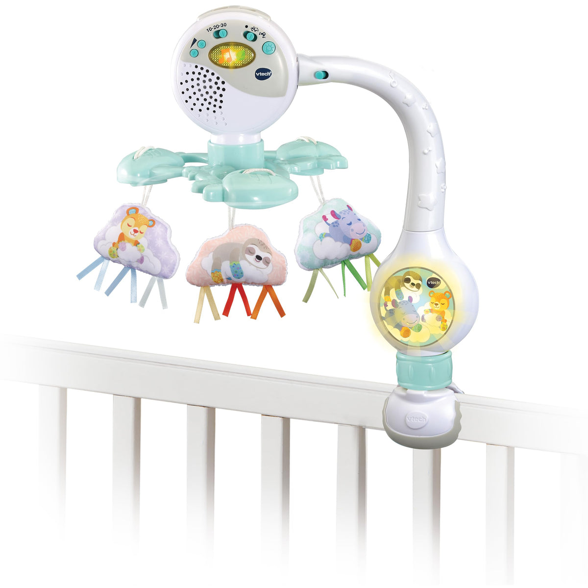 VTech 80-513164 Mobile pentru bebeluși cu lumină de veghe și 3 nori de pluș 0+ luni (limba germană)