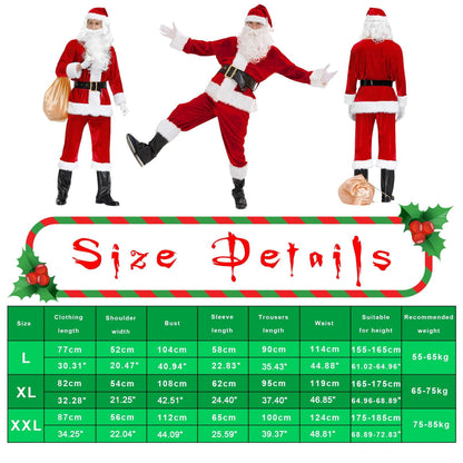 Costum de Moș Crăciun pentru adulți, 10 piese (XL) - GEMVIE