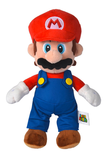 Super Mario Pluș - Figurina 30cm, moale, Nintendo, personaj din jocul celebru, potrivită încă din primele luni de viață, Albastră