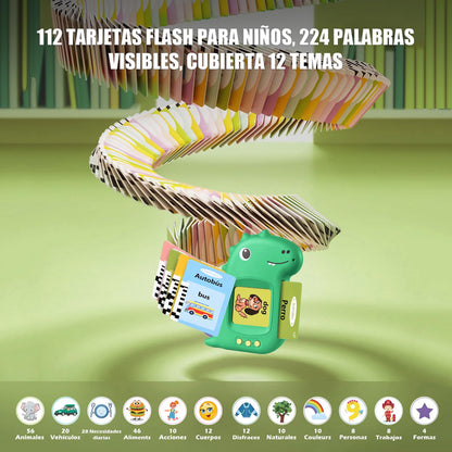 VISATOR S3 Set de cărți flash vorbitoare pentru băieți mici, 224 cuvinte, 112 cărți, 12 teme, stil minimalist, 1-6 ani