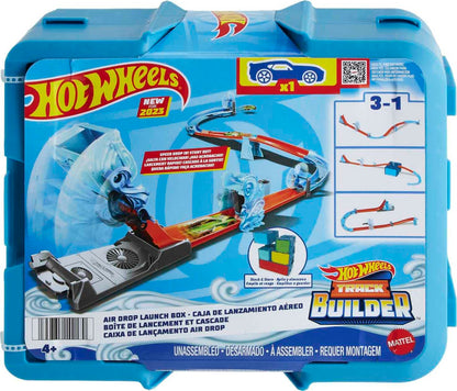 Set de Start Hot Wheels Track Builder - Pista cu Cădere Liberă, Cutie Modulară de Depozitare, Rampă de Cădere, Flipper, pentru Copii de la 4 Ani, HNJ67