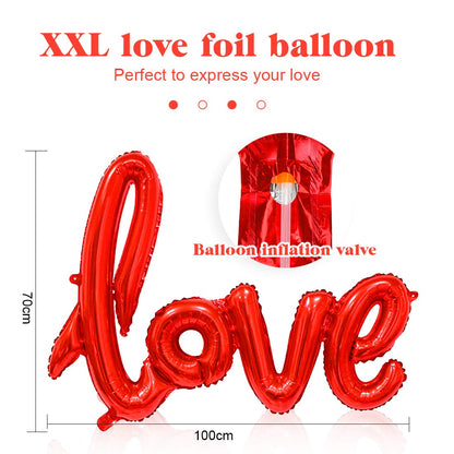 49X Balonase Rote Love, Decoratiuni Romantice, XXL Balon Folie Love, Balon Inima Rote Helium, Balon Confetti, Decoratiune pentru Atmosfera Romantica, Cerere in Casatorie, Decoratiuni de Ziua Indragostitilor, Nunta