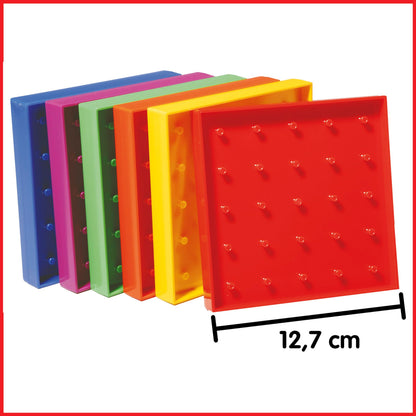 edxeducation 7728 Set de Geoboard dublu față cu benzi elastice 6 bucăți 3+ ani Matematică Geometrie Motricitate fină Creativitate pentru copii