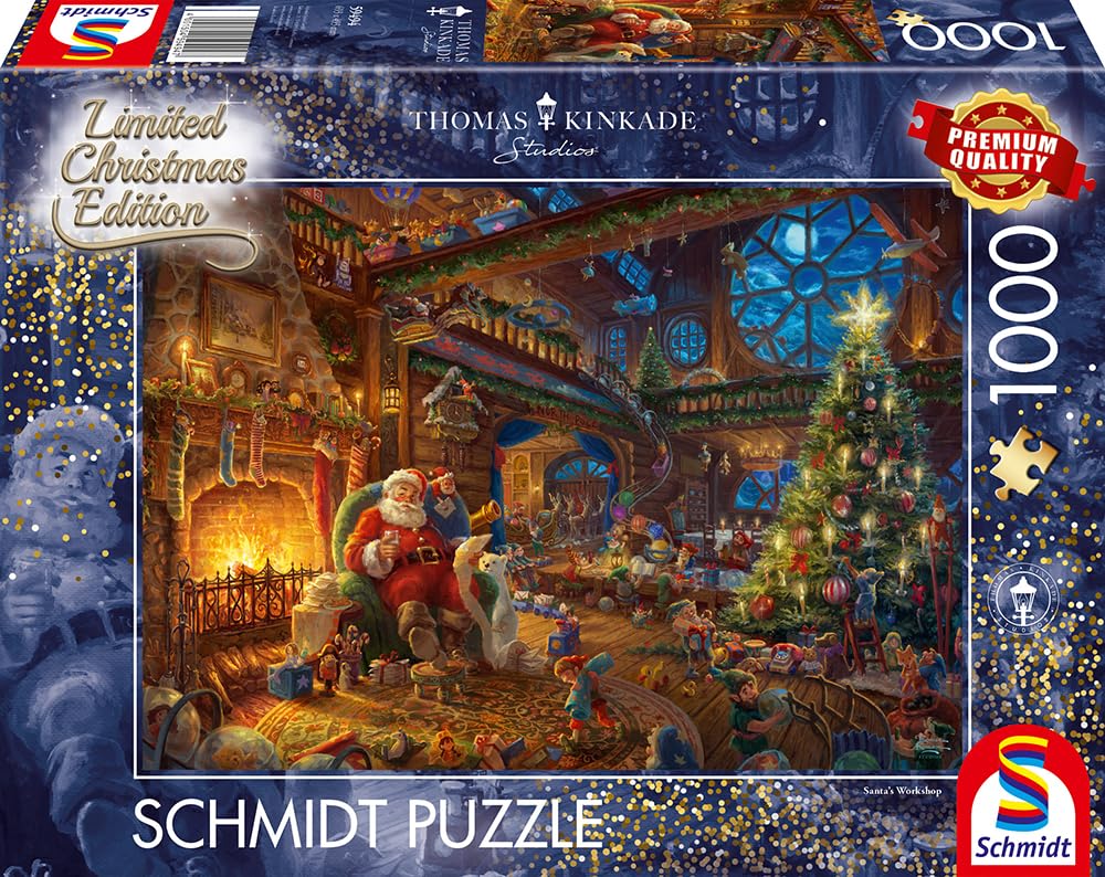 Puzzle 1000 piese Schmidt Spiele 59494 - Thomas Kinkade, Moș Crăciun și Ajutoarele Sale