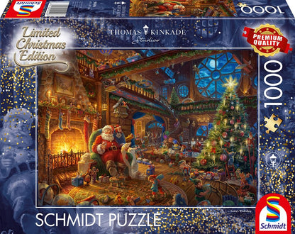 Puzzle 1000 piese Schmidt Spiele 59494 - Thomas Kinkade, Moș Crăciun și Ajutoarele Sale