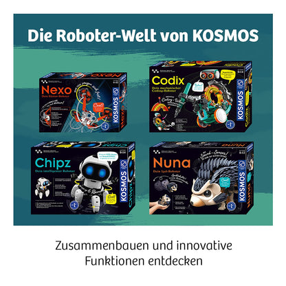 Kosmos 621001 Chipz - Robot inteligent pentru copii 8-14 ani, urmează mișcările, evită obstacolele, cu efecte de lumină și sunet, jucărie robot, kit de construcție.