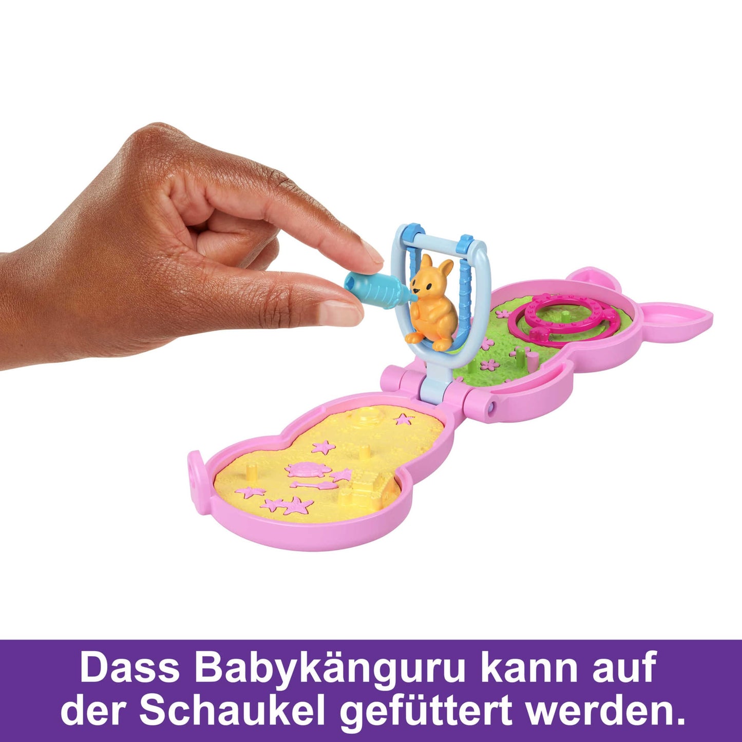 Polly Pocket Geanta Mama și Joey Cangur - Set de joacă 2-în-1 cu cameră pentru pui de animale, 2 păpuși, 7 animale și accesorii, inclusiv geantă moale și cutie, perfect pentru călătorii, de la 4 ani, HKV50
