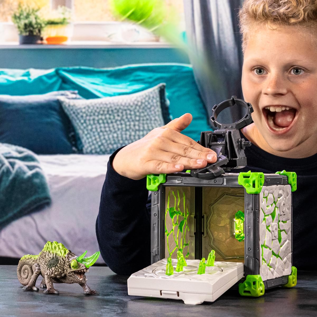 SCHLEICH ELDRADOR Creatures | Schleich Battlecave Stone Chameleon | Caves de Bătălie stivuite în Arenă | Jucărie pentru 7 ani+ | 34 piese
