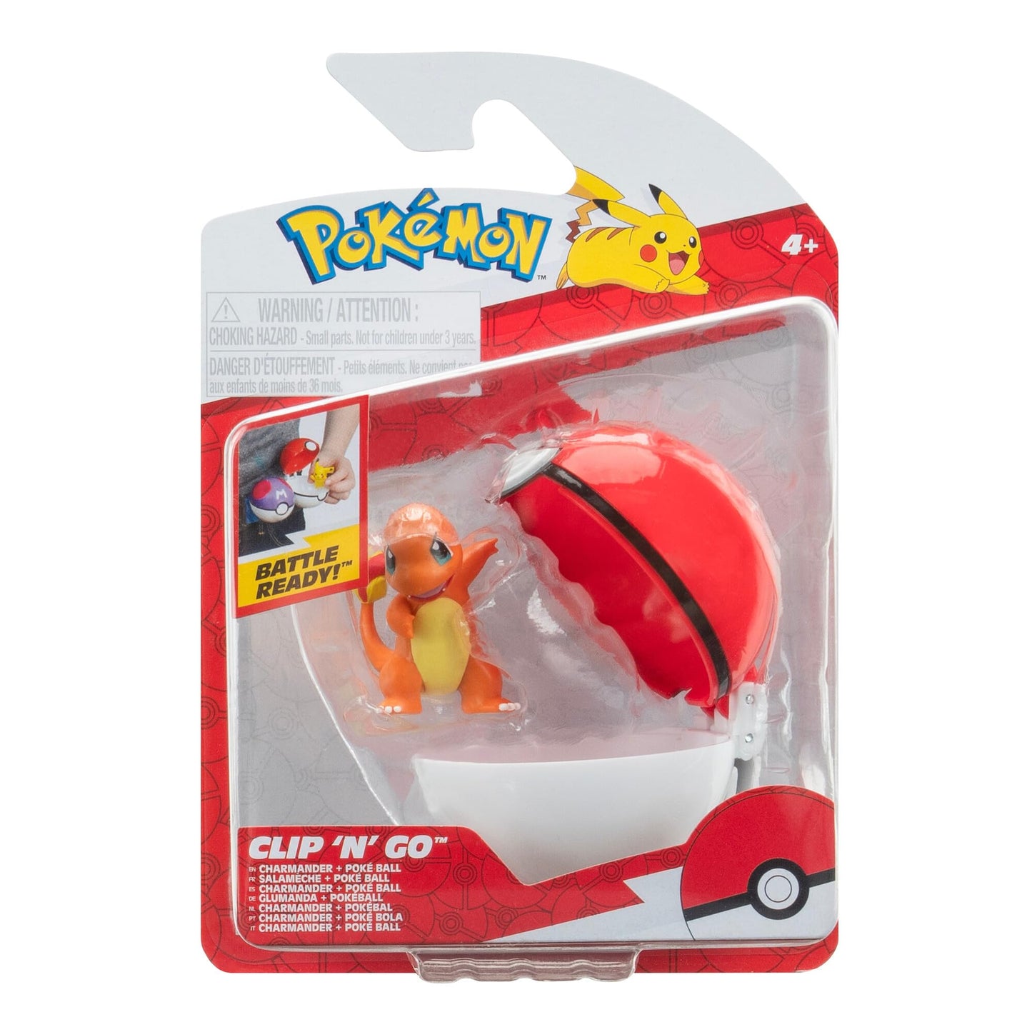 Pokémon PKW3635 Set Clip'n'Go Poké Ball cu figurina Glumanda 5 cm pentru copii de la 4 ani
