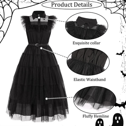 UWXOZO Costum Miercuri Gotic, Rochie cu Accesorii