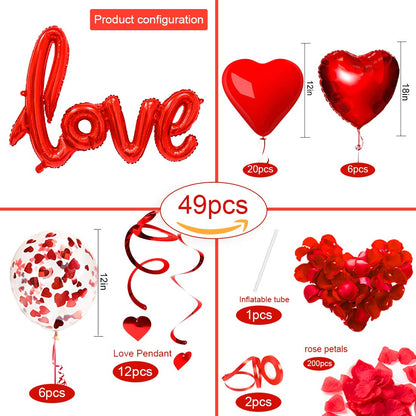 49X Balonase Rote Love, Decoratiuni Romantice, XXL Balon Folie Love, Balon Inima Rote Helium, Balon Confetti, Decoratiune pentru Atmosfera Romantica, Cerere in Casatorie, Decoratiuni de Ziua Indragostitilor, Nunta