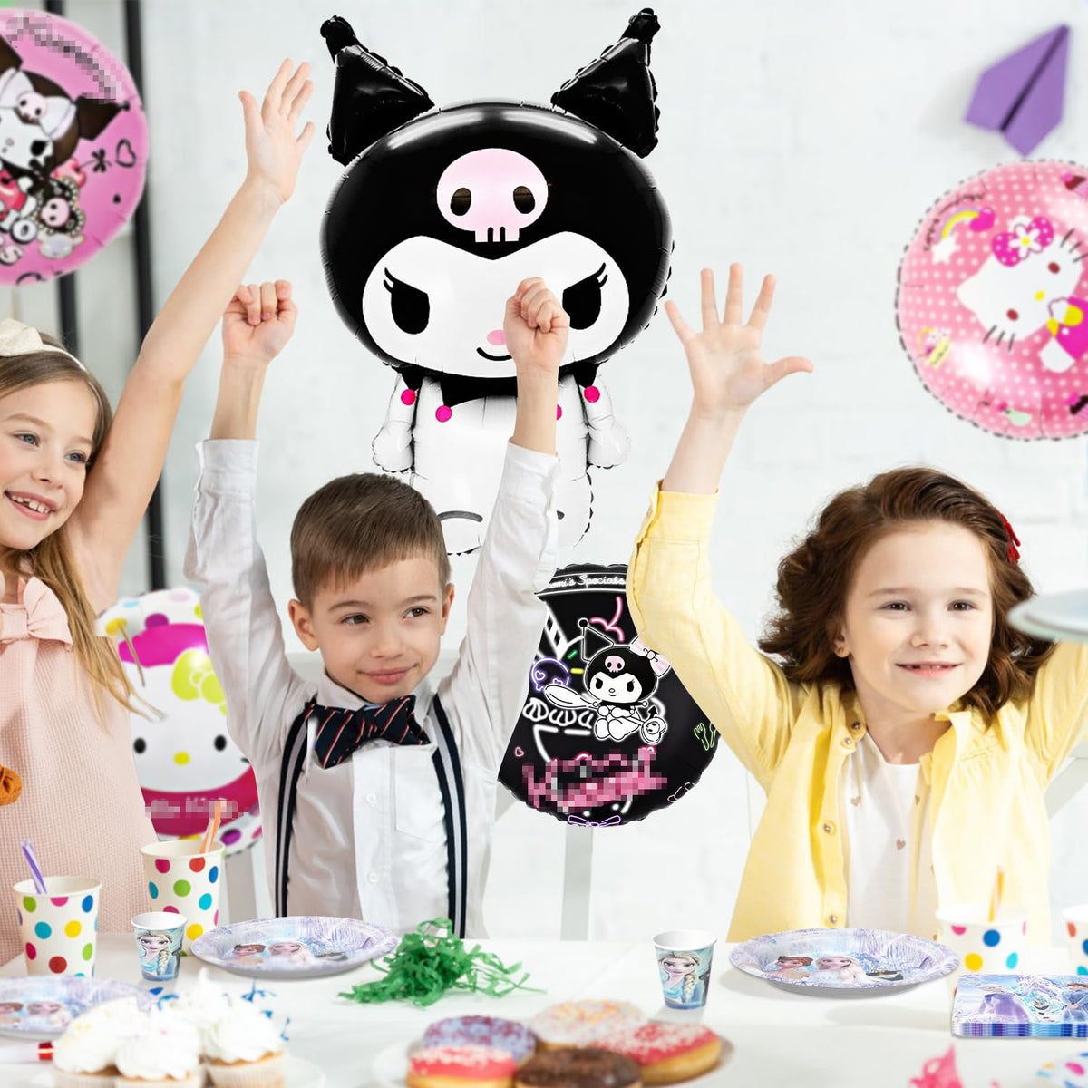 DIUKES Birthday Balloons Set de 12 Baloane pentru Fete, Baloane din Folie cu Tematică de Desene Animate, Accesorii pentru Petrecerea de Ziua Fetei