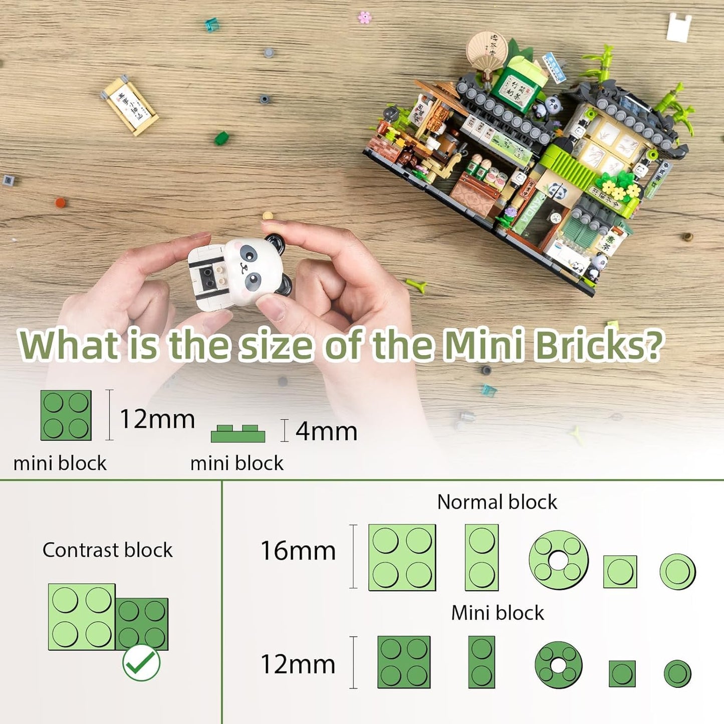 Panda Haus Mini Blocuri, Set Creativ MOC Jucării pentru Fete 6-12 Ani, 860 PCS Blocuri de Construcție, Cadou Jucărie (Incompatibil cu Lego)