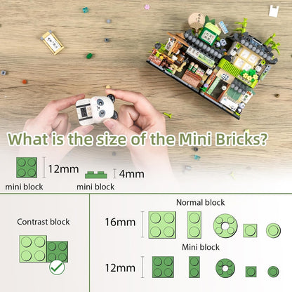 Panda Haus Mini Blocuri, Set Creativ MOC Jucării pentru Fete 6-12 Ani, 860 PCS Blocuri de Construcție, Cadou Jucărie (Incompatibil cu Lego)