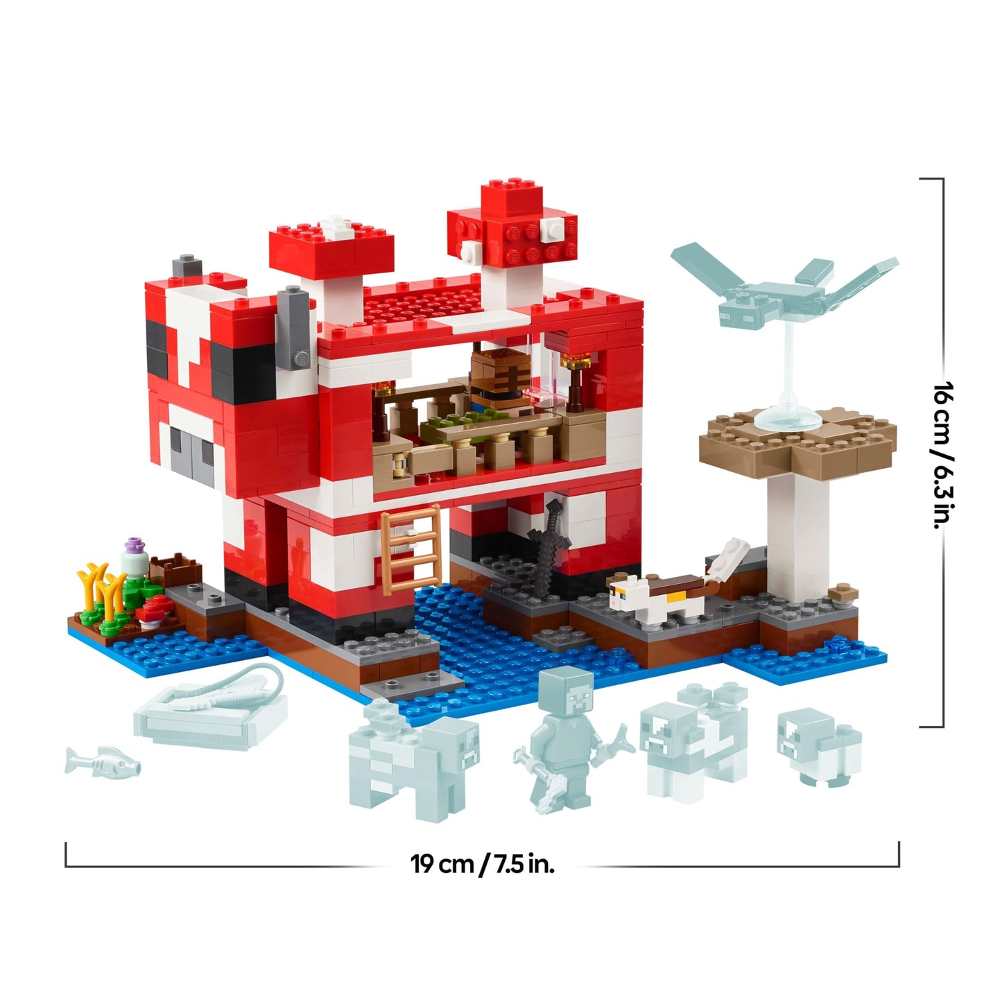 LEGO Minecraft 21270 Set de construcție Casa vacii ciupercă cu 500 piese pentru copii de la 8 ani