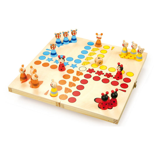 small foot 7358 Joc de societate Ludo din lemn cu animale 4+ ani