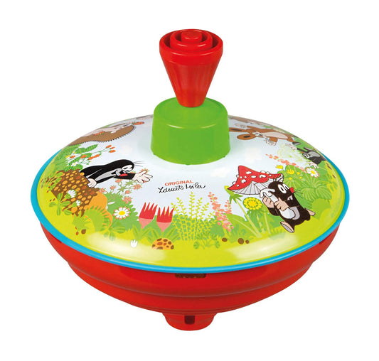 Lena tin Toys 52449 - Titirez Ø13 cm Maulwurf, Metal Kreisel, Pumpkreisel, Titirez cu vârf, Jucărie pentru copii de la 18 luni