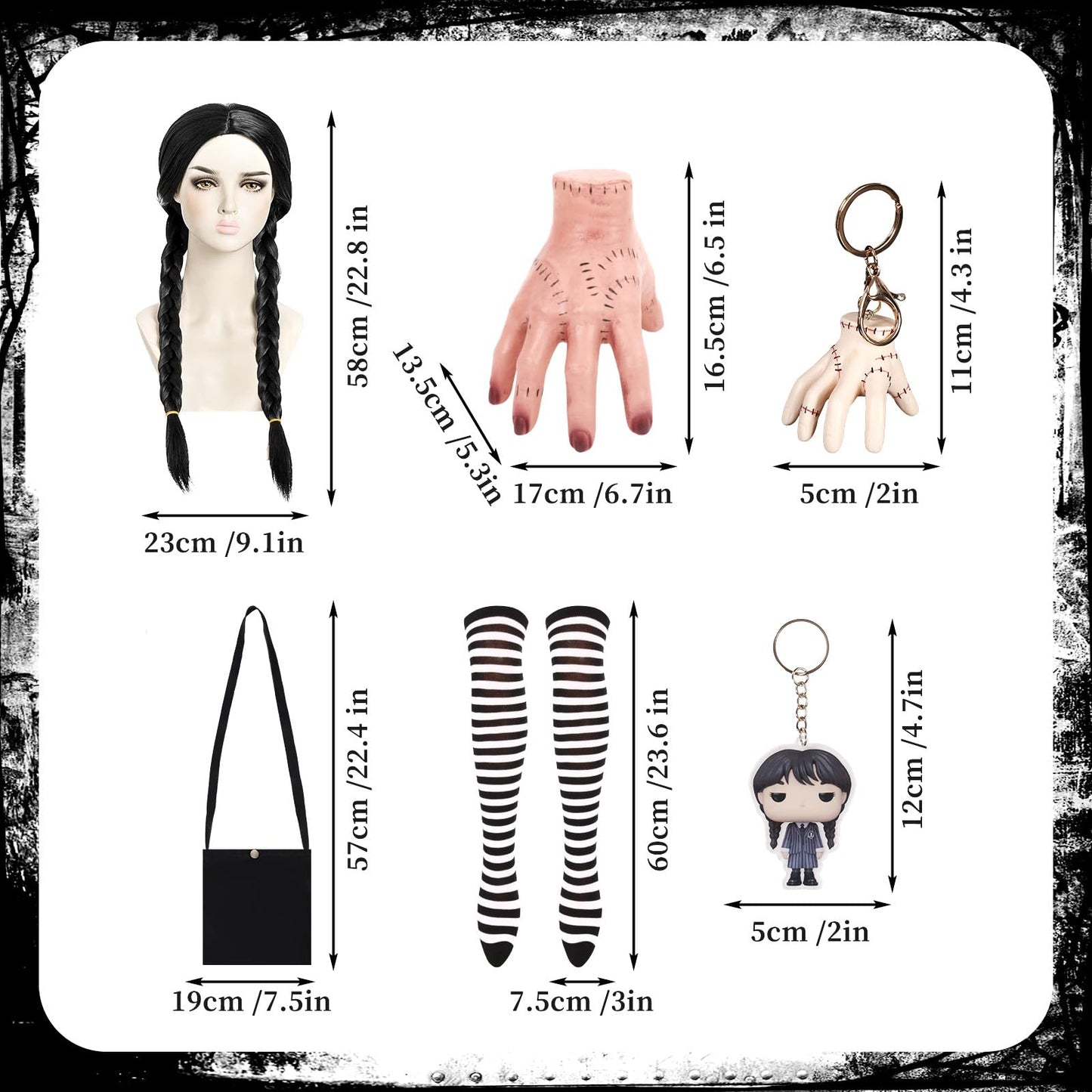 SINSEN Costum Wednesday Addams Copii, negru
