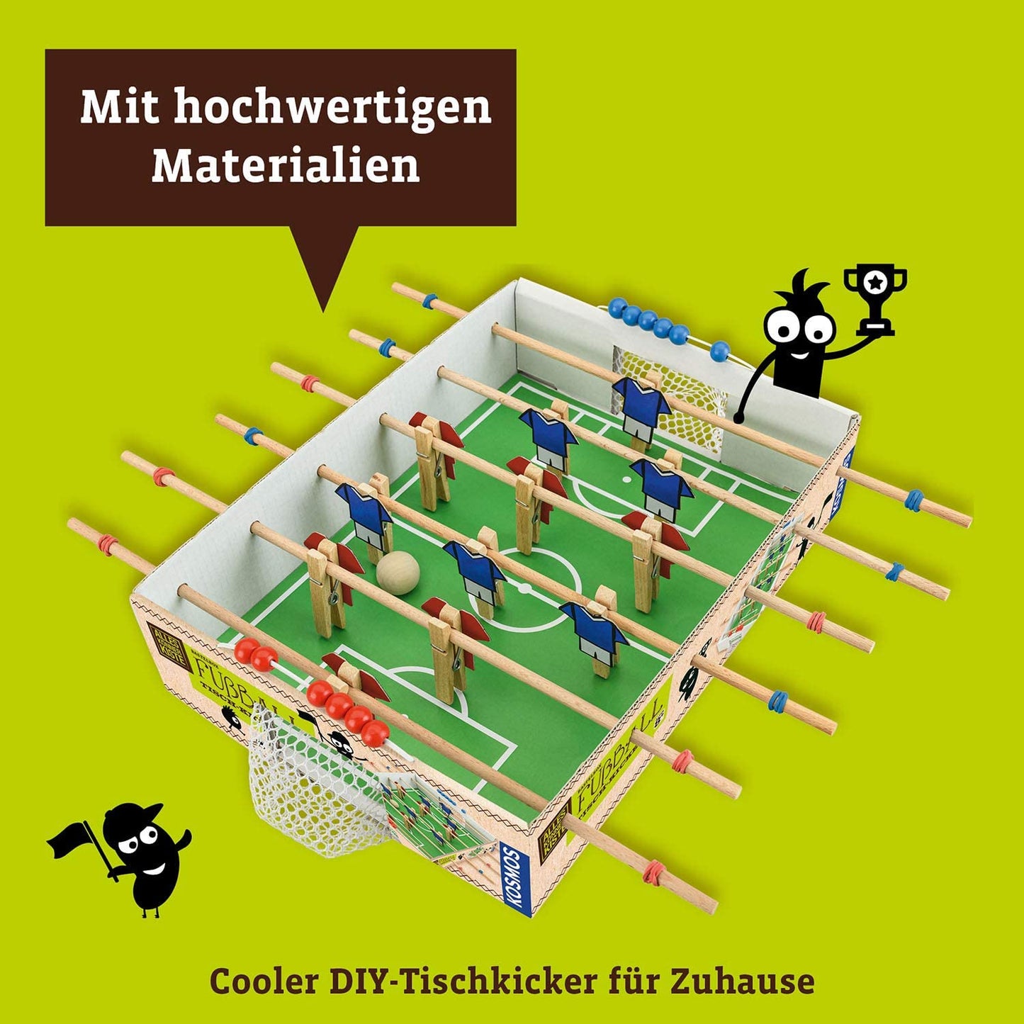 Fotbal de masă Kosmos 604479 AllesKönnerKiste, set DIY pentru băieți și fete de peste 7 ani, set complet pentru construcție și joc de fotbal la masă.