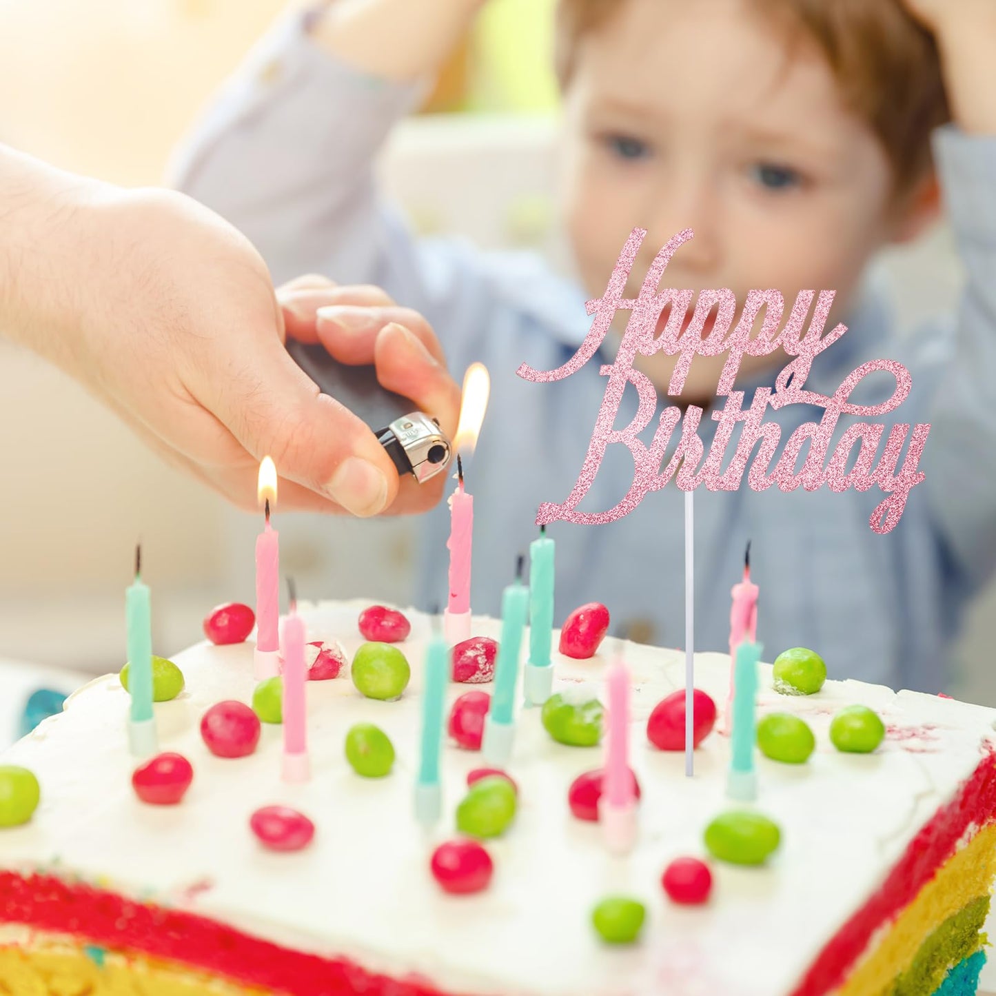 BillyBath Tortendeko Set 17 piese pentru Tort de Ziua de Naștere Happy Birthday, Rose Gold
