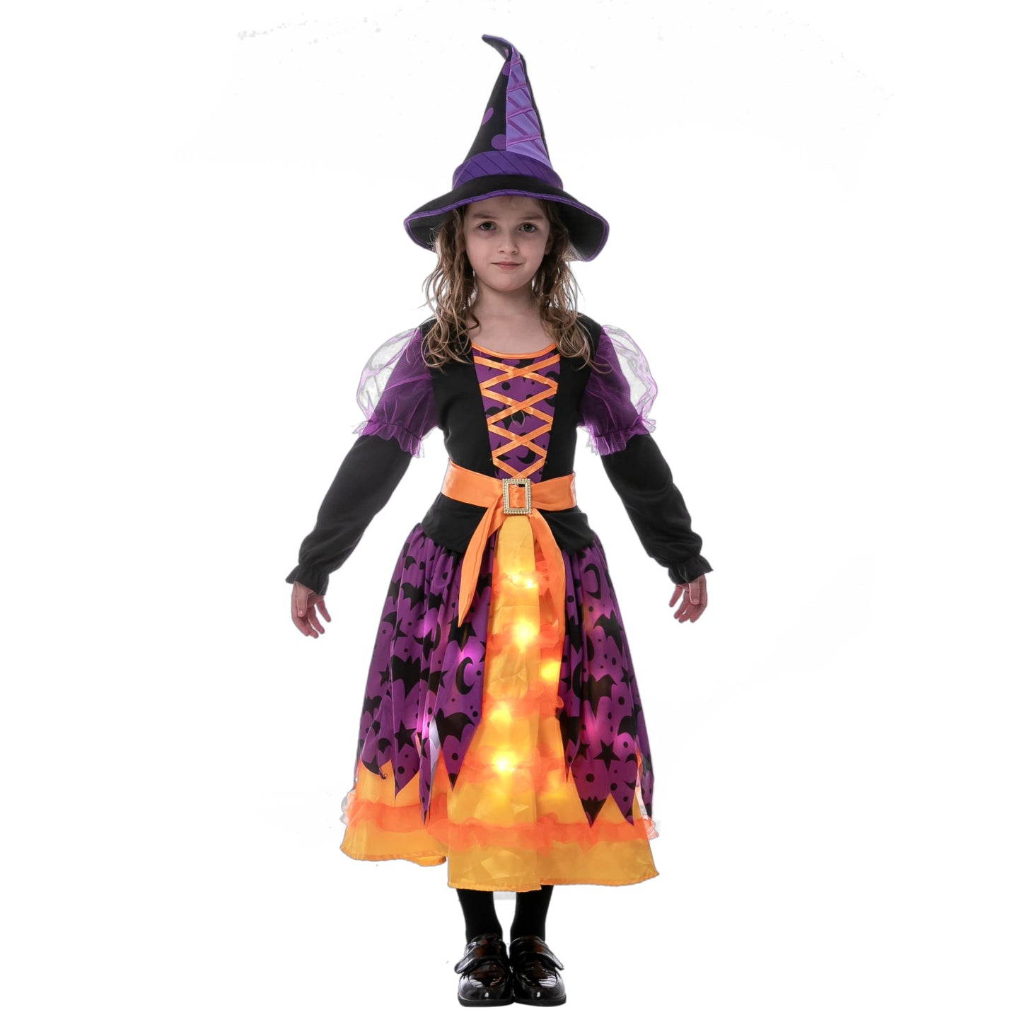 Spooktacular Costum vrajitoare cu LED, portocaliu
