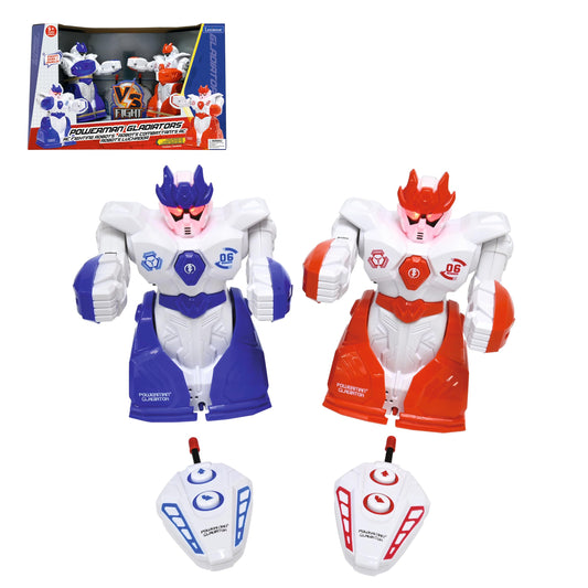 Lexibook Powerman Gladiators - Robot de luptă telecomandat, mod duel, 5 lovituri până la K.O., efecte sonore și de lumină, albastru/roșu, ROBDUO