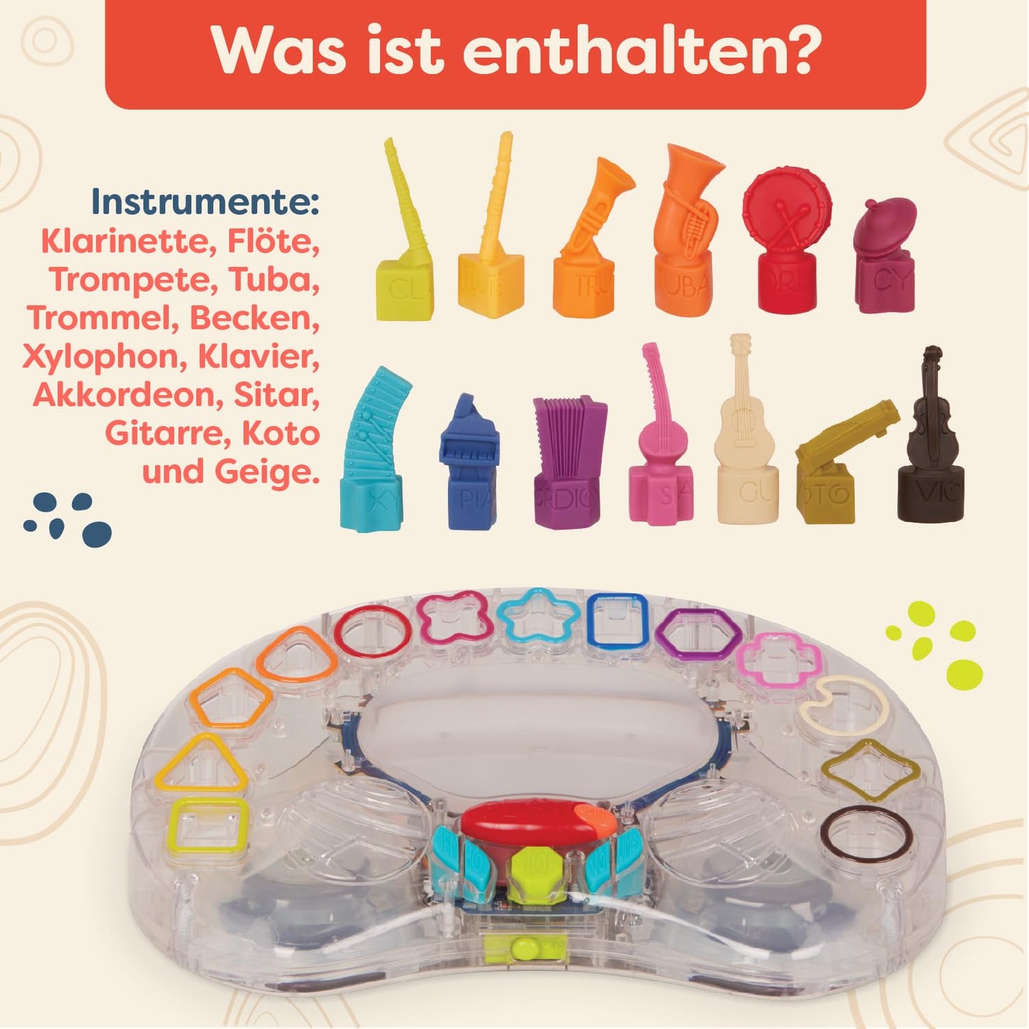 B. toys – B. Symphony Orchestră Muzicală pentru Copii – 13 Instrumente Muzicale pentru Muzică Clasică pentru Bebeluși și Copii – Jucărie Interactivă cu Orchestră, Lumini și 15 Melodii
