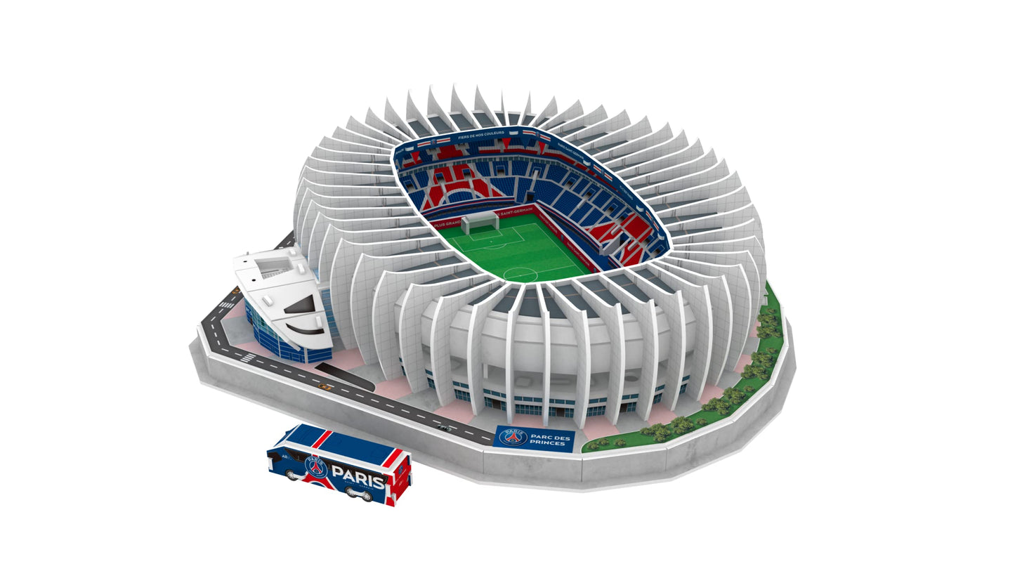 Puzzle Park der Prinzen 3D Megableu, cu lumini integrate, echipa de fotbal Paris Saint Germain, 111 piese numerotate, pentru asamblare individuală sau în familie, recomandat de la 7 ani, 678326, stadion PSG.