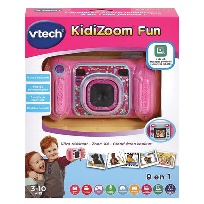 VTech KidiZoom Fun Rose - Cameră digitală pentru copii, 9 în 1, fotografii și videoclipuri, ecran color, filtre, rame și efecte amuzante, cadou pentru copii de la 3 la 10 ani.