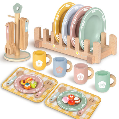 Charmofun Set ceai din lemn, 30 piese, 3+ ani