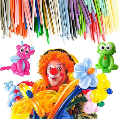 HELOVGE 200 bucăți Set de baloane modelatoare lungi colorate din latex elastic pentru petreceri și nunți
