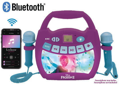 Lexibook Karaoke Portabil Frozen, 2 microfoane, Bluetooth