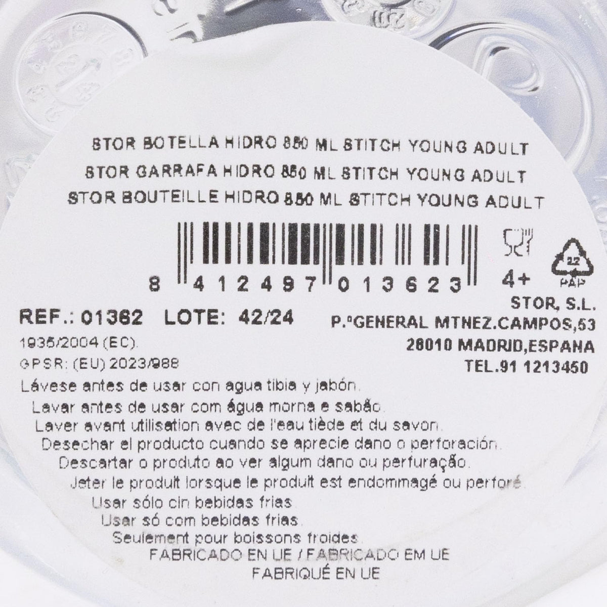 Stor 1362 Sticlă reutilizabilă pentru băut 850ml din plastic fără BPA cu capac metalic etanș ideală pentru școală sport călătorii